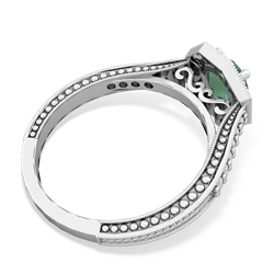 Lab Emerald Art-Deco Starburst 14K White Gold ring R5520