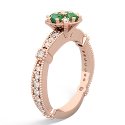 Lab Emerald Sparkling Tiara Cluster 14K Rose Gold ring R26293RD