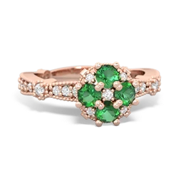 Lab Emerald Sparkling Tiara Cluster 14K Rose Gold ring R26293RD