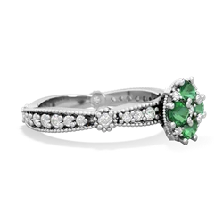 Lab Emerald Sparkling Tiara Cluster 14K White Gold ring R26293RD