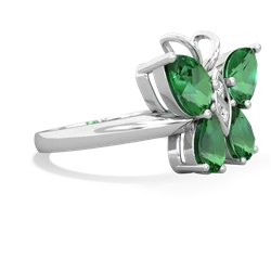 Lab Emerald Butterfly 14K White Gold ring R2215