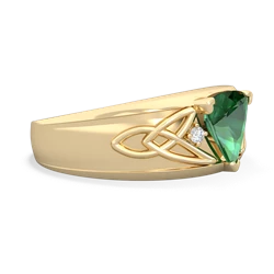 Lab Emerald Celtic Trinity Knot Men's 14K Yellow Gold ring R0440