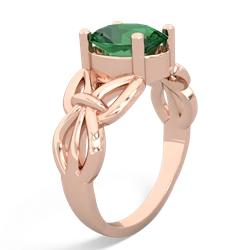 Lab Emerald Celtic Knot Cocktail 14K Rose Gold ring R2377