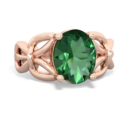 Lab Emerald Celtic Knot Cocktail 14K Rose Gold ring R2377