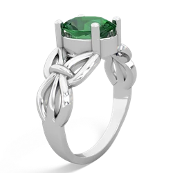 Lab Emerald Celtic Knot Cocktail 14K White Gold ring R2377