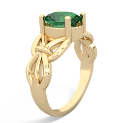 Lab Emerald Celtic Knot Cocktail 14K Yellow Gold ring R2377