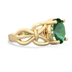 Lab Emerald Celtic Knot Cocktail 14K Yellow Gold ring R2377