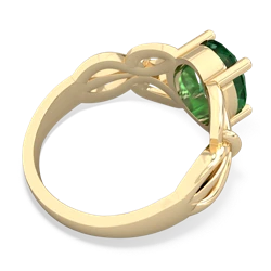 Lab Emerald Celtic Knot Cocktail 14K Yellow Gold ring R2377