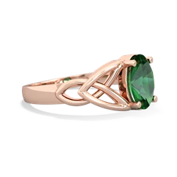 Lab Emerald Celtic Trinity Knot 14K Rose Gold ring R2389