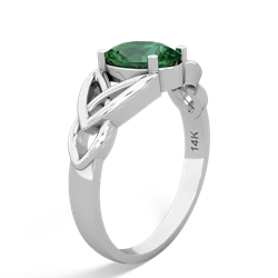 Lab Emerald Celtic Trinity Knot 14K White Gold ring R2389