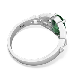 Lab Emerald Celtic Trinity Knot 14K White Gold ring R2389