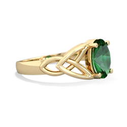 Lab Emerald Celtic Trinity Knot 14K Yellow Gold ring R2389