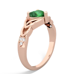 Lab Emerald Claddagh Celtic Knot Diamond 14K Rose Gold ring R5001