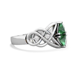 Lab Emerald Keepsake Celtic Knot 14K White Gold ring R5300