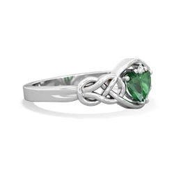 Lab Emerald Celtic Love Knot 14K White Gold ring R5420