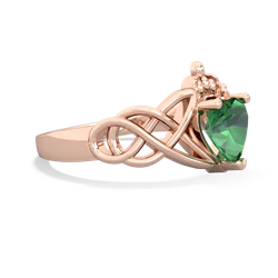 Lab Emerald Claddagh Celtic Knot 14K Rose Gold ring R2367