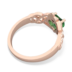 Lab Emerald Claddagh Celtic Knot 14K Rose Gold ring R2367