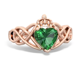 Lab Emerald Claddagh Celtic Knot 14K Rose Gold ring R2367