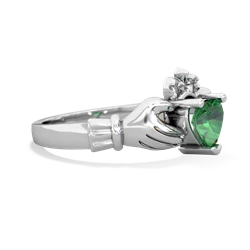 Lab Emerald Claddagh 14K White Gold ring R2370