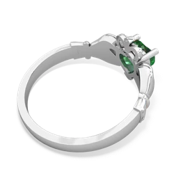 Lab Emerald Claddagh 14K White Gold ring R2370