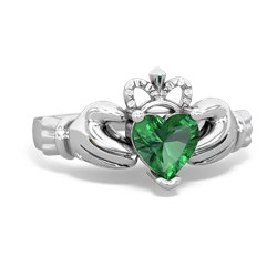 Lab Emerald Claddagh 14K White Gold ring R2370