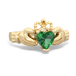 Lab Emerald Claddagh 14K Yellow Gold ring R2370