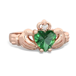 Lab Emerald Claddagh Diamond Crown 14K Rose Gold ring R2372