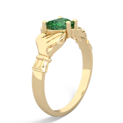 Lab Emerald Claddagh Diamond Crown 14K Yellow Gold ring R2372