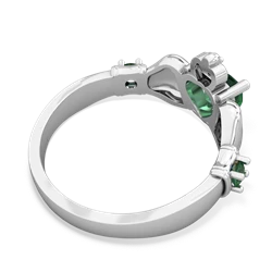 Lab Emerald Claddagh Keepsake 14K White Gold ring R5245