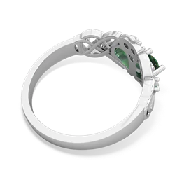 Lab Emerald 'One Heart' Celtic Knot Claddagh 14K White Gold ring R5322