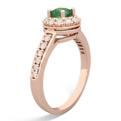 Lab Emerald Diamond Halo 14K Rose Gold ring R5370