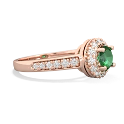 Lab Emerald Diamond Halo 14K Rose Gold ring R5370