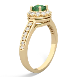 Lab Emerald Diamond Halo 14K Yellow Gold ring R5370