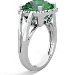 Lab Emerald Art Deco Cocktail 14K White Gold ring R2498