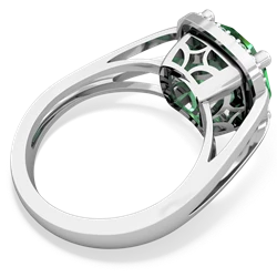 Lab Emerald Art Deco Cocktail 14K White Gold ring R2498