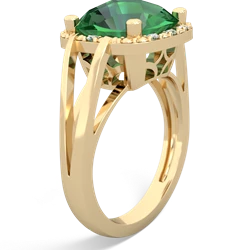 Lab Emerald Art Deco Cocktail 14K Yellow Gold ring R2498