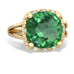 Lab Emerald Art Deco Cocktail 14K Yellow Gold ring R2498