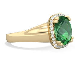 Lab Emerald Halo Cocktail 14K Yellow Gold ring R2544