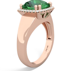 Lab Emerald Halo Cocktail 14K Rose Gold ring R2544