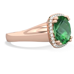 Lab Emerald Halo Cocktail 14K Rose Gold ring R2544