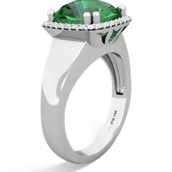 Lab Emerald Halo Cocktail 14K White Gold ring R2544