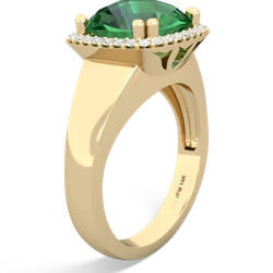 Lab Emerald Halo Cocktail 14K Yellow Gold ring R2544