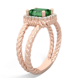 Lab Emerald Rope Split Band 14K Rose Gold ring R2628