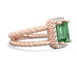 Lab Emerald Rope Split Band 14K Rose Gold ring R2628