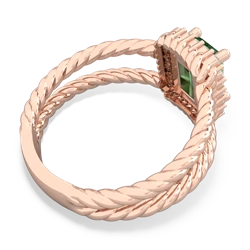 Lab Emerald Rope Split Band 14K Rose Gold ring R2628
