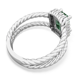 Lab Emerald Rope Split Band 14K White Gold ring R2628