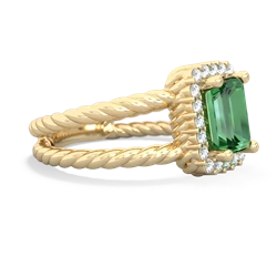 Lab Emerald Rope Split Band 14K Yellow Gold ring R2628