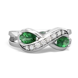 Lab Emerald Diamond Infinity 14K White Gold ring R5390