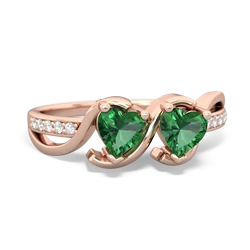 Lab Emerald Side By Side 14K Rose Gold ring R3090