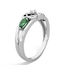 Lab Emerald Hearts Intertwined 14K White Gold ring R5880